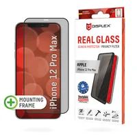 DISPLEX Privacy Panzerglas (10H) für Apple iPhone 12 Pro Max - Eco-Montagerahmen - Privacy Filter - Tempered Glas - kratzer-resistente Schutzfolie - hüllenfreundlich - Apple - iPhone 12 Pro Max - Trockene Anwendung - Schlagfest - Kratzresistent - Sta