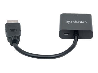 Manhattan HDMI to VGA Converter cable, 1080p, 30cm, Male to Female, Micro-USB Power Input Port for additional power if needed, Black, Three Year Warranty, Polybag - Videoadapter - HDMI männlich zu HD-15 (VGA)