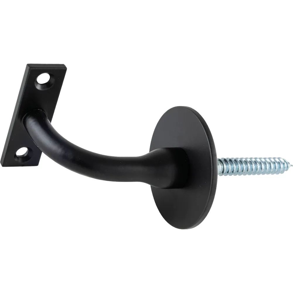 Halcö Handlaufträger rund mit Stockschraube,Wandabstand 78mm, schwarz lackiert RAL9005