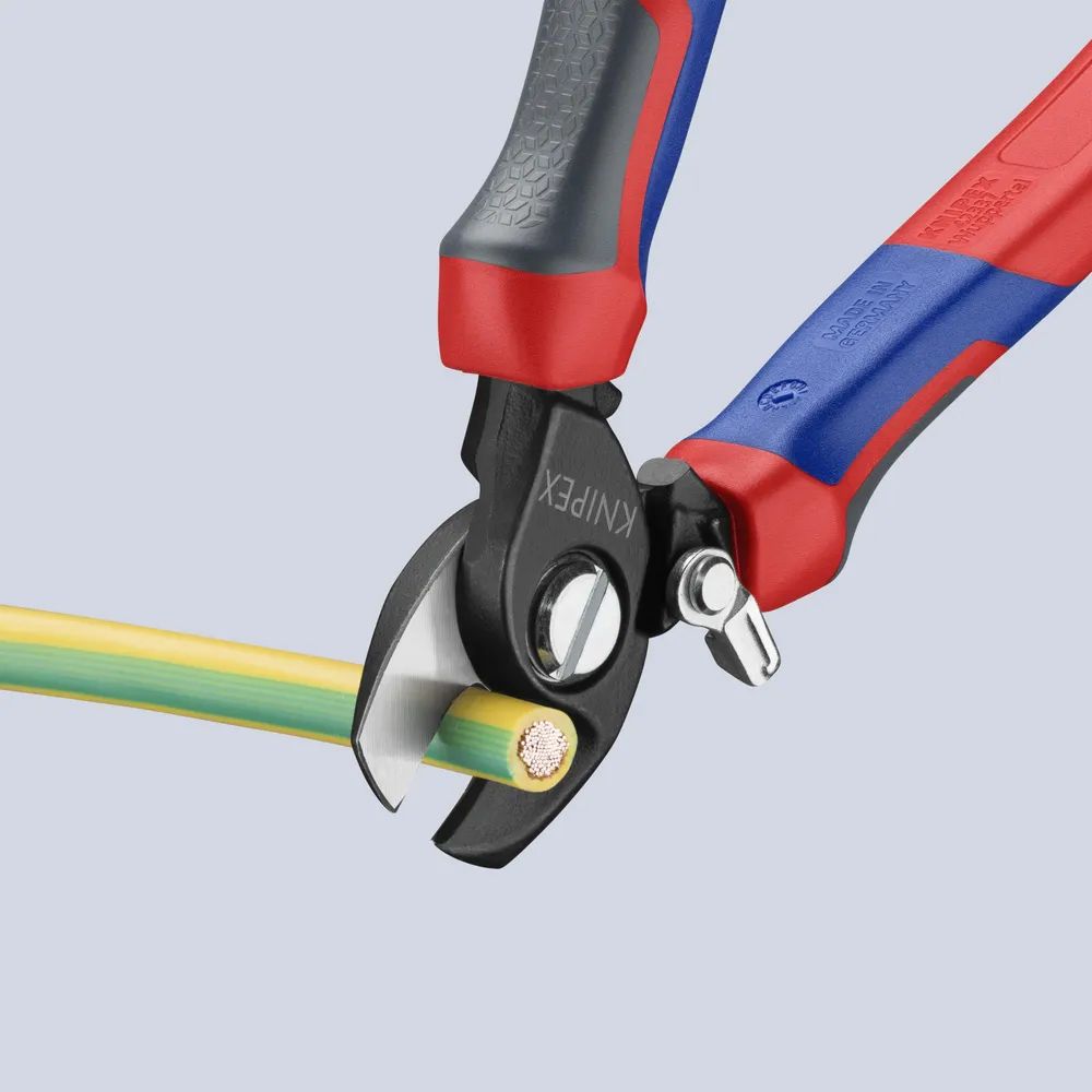 KNIPEX Kabelschere mit Öffnungsfeder mit Comfort-Griffen brüniert 165 mm