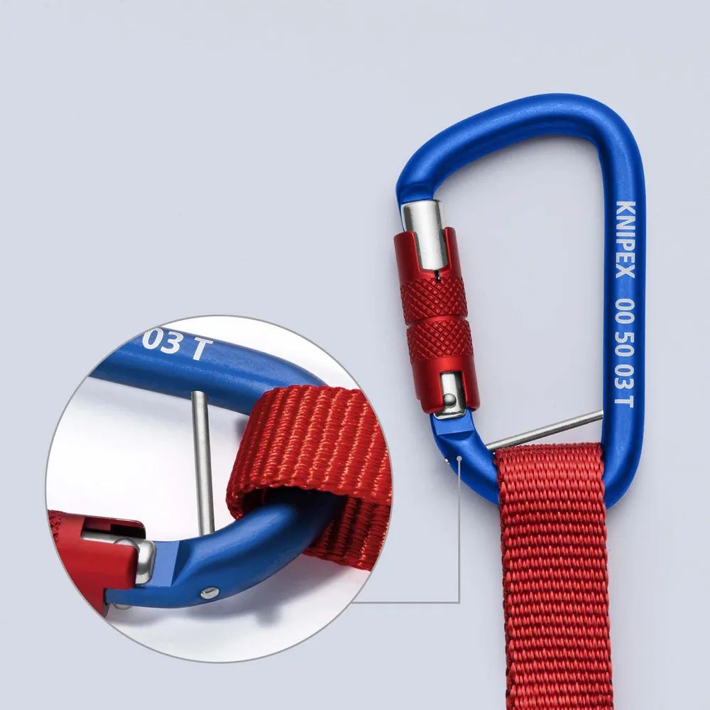 KNIPEX Fangleine mit fixiertem Materialkarabiner Zur Werkzeug-Absturzsicherung 900 mm