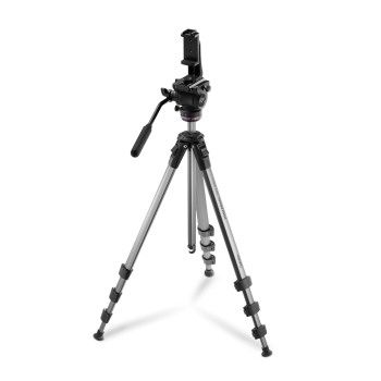 Hama Dreibeinstativ "PRO Move 160 2D+", Videostativ für Kamera und Handy, 160cm