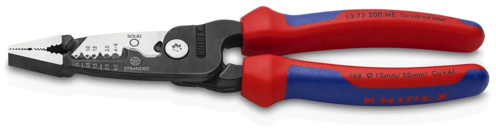 KNIPEX Multifunktions-Elektrikerzange metrisches Modell mit Mehrkomponenten-Hüllen schwarz atramentiert 200 mm
