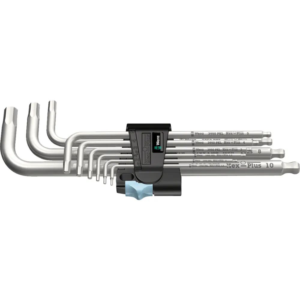 WERA Sechskant Stiftschlüssel-Satz 3950/9 Hex-Plus Edelstahl Kugelkopf 1.5-10 mm