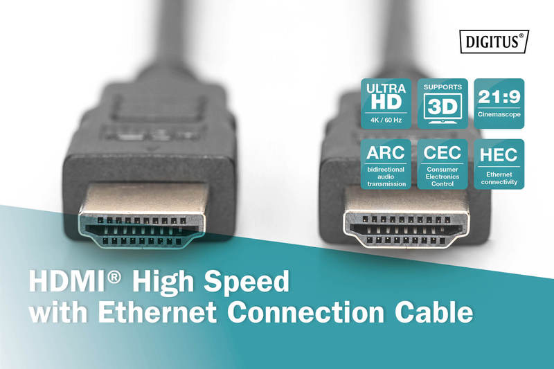 DIGITUS HDMI High Speed Ultra HD mit Ethernet 1m