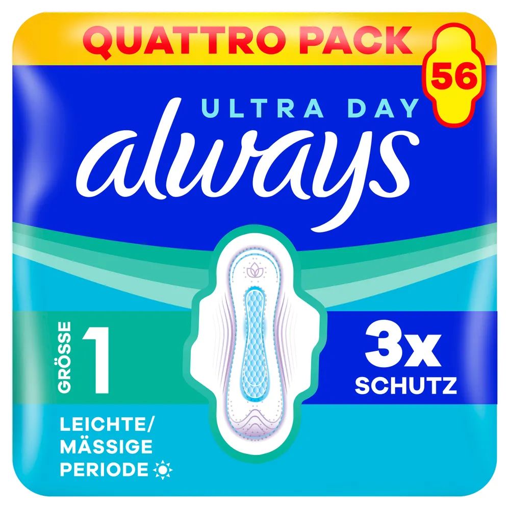 always Ultra Binde - Größe 1 - Normal mit Flügeln Quattropack 56
