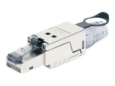 Intellinet Modular Plug Cat6a 10G Shielded Toolless RJ45 Modular Field Termination Plug with Pull-ring Release, For Easy and Quick High-quality Cable Assembly in the Field, STP, for Solid & Stranded Wire, Gold-plated Contacts, Metal Housing - Netzwer