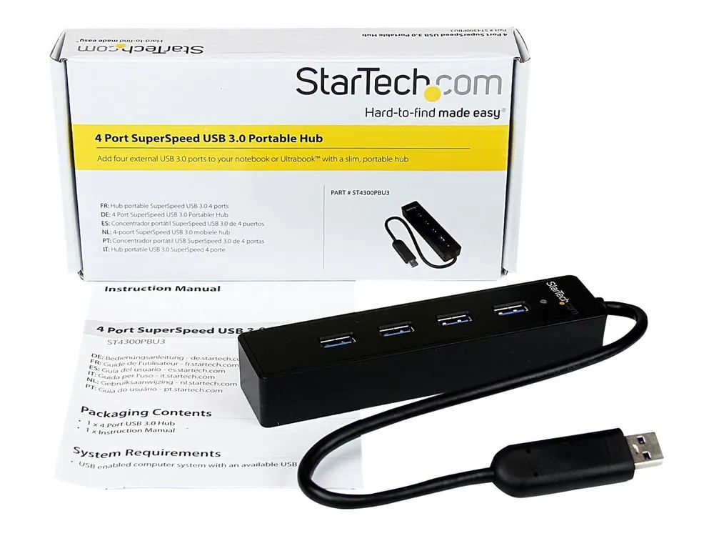 StarTech.com 4 Port USB 3.0 SuperSpeed Hub - Schwarz