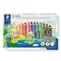 STAEDTLER buddy 3 in 1 - Wasserfarbstift - Wachs - für Glas, Pappe - gemischte Farben (Packung mit 12)