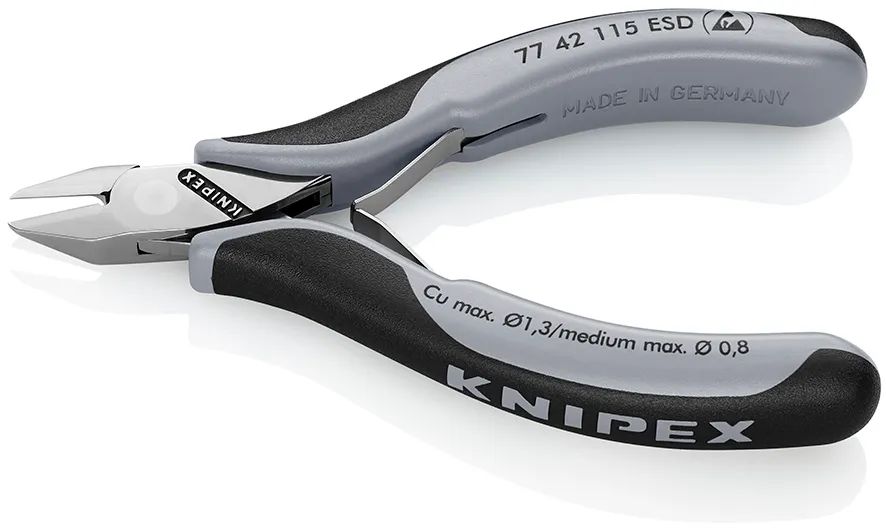 KNIPEX 77 42 115 ESD Elektronik-Seitenschneider ESD mit durchgestecktem Gelenk mit Mehrkomponenten-Hüllen 115 mm