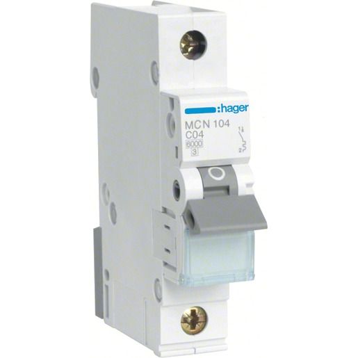 Hager LS-SCHALTER 1POLIG, C-4A, 6KA / HAGER MCN104