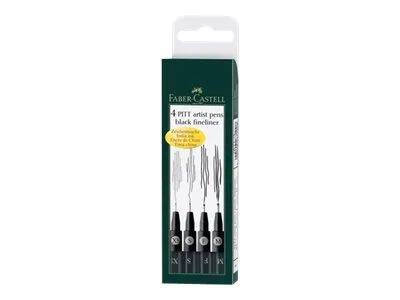FABER-CASTELL PITT Artist Pen - Fineliner - permanent - Schwarz - India Ink (Packung mit 4)