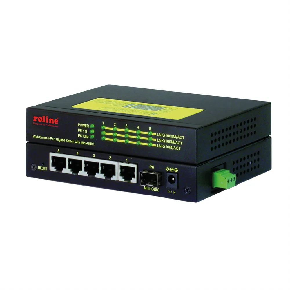 ROLINE Industrie Gigabit Switch, 5x RJ-45 + 1x SFP