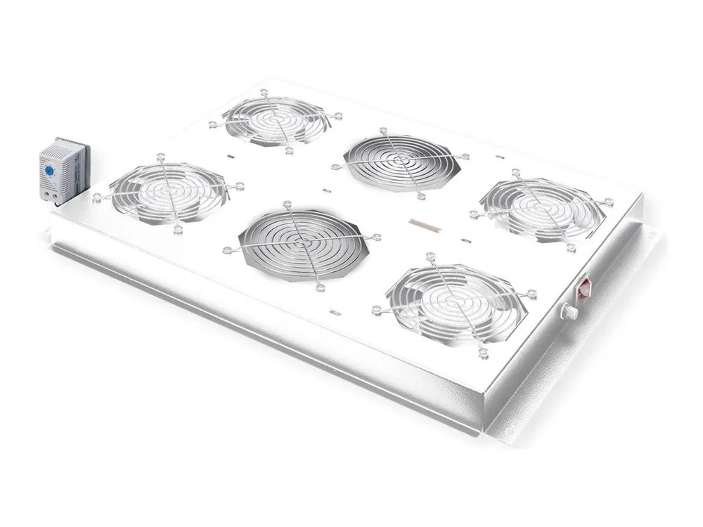 ROLINE Rack-Lüfter - 4 Ventilatoren, mit Thermostat - auf Dach montierbar - Hellgrau, RAL 7035 - 48.3 cm (19")