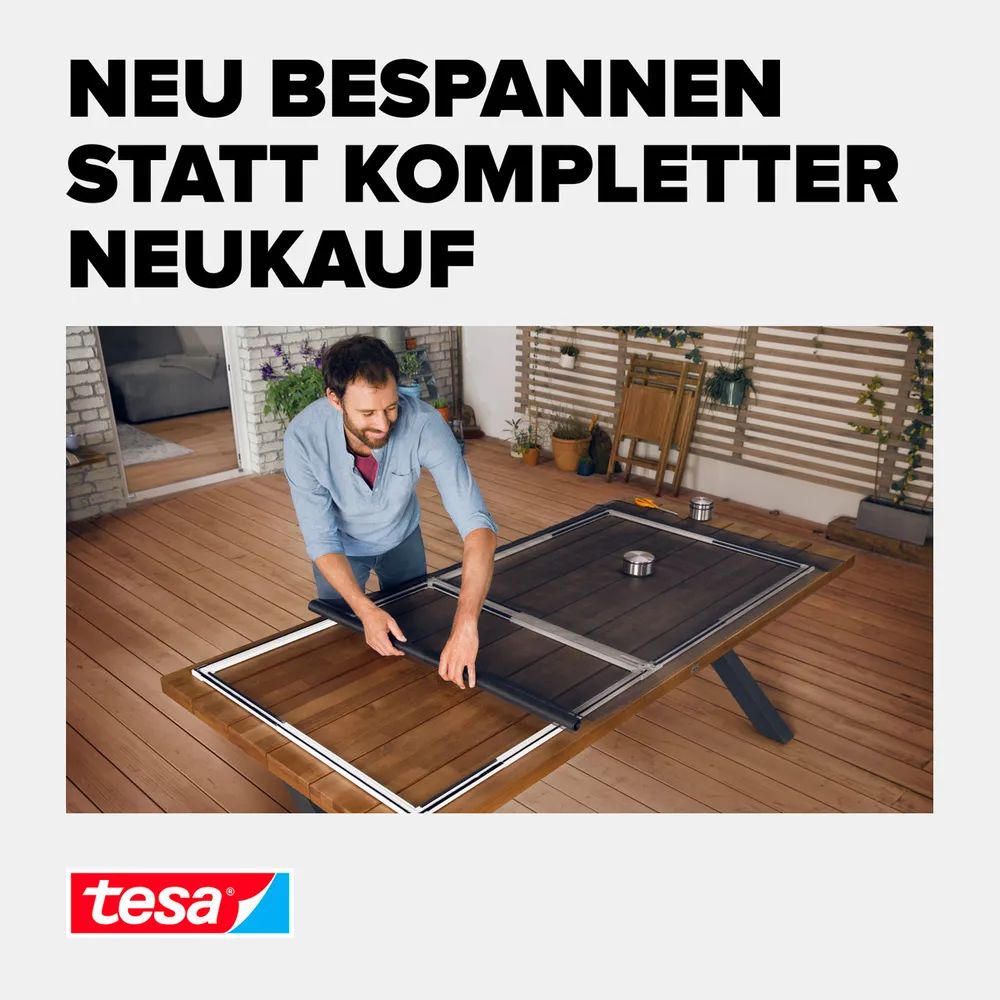 t﻿esa® Ersatz-Fliegengitter Fiberglas, weiß – 1,20 x 2,50 m