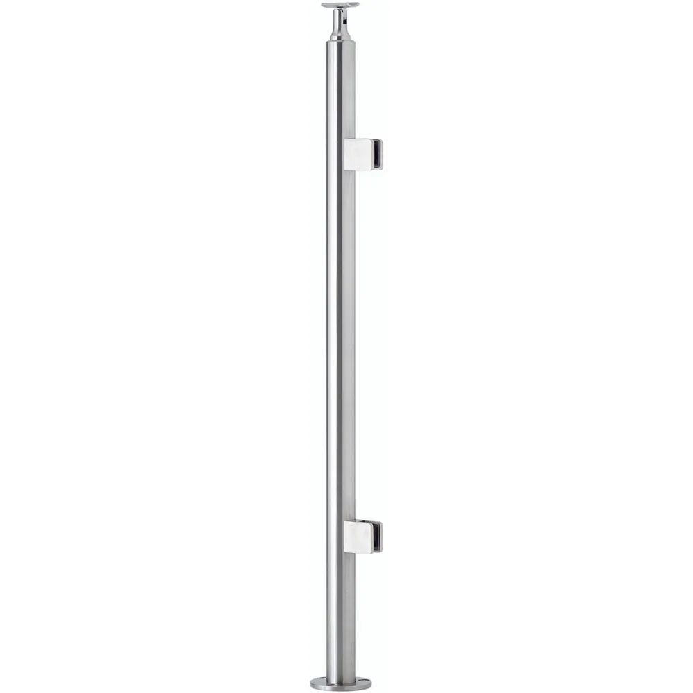 CROSO Fertigsteher mit 2 Klemmhalter für Bodenmontage, 970 mm, Edelstahl V2A