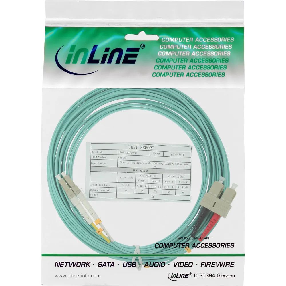 InLine LWL Duplex Kabel - LC/SC - 50/125µm - OM3 - 15m