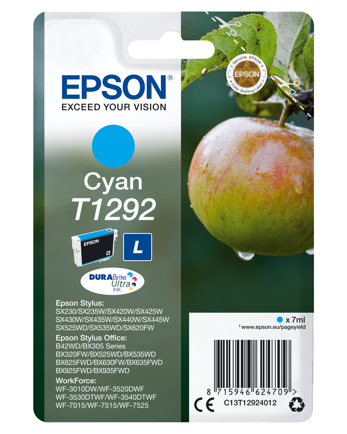 Epson T1292 Tinte Apfel Single, Standard, cyan