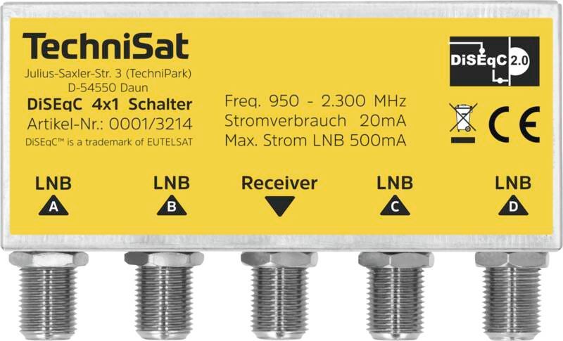 Technisat 4/1 DiSEqC Relais mit Wetterschutz und Mastmontage