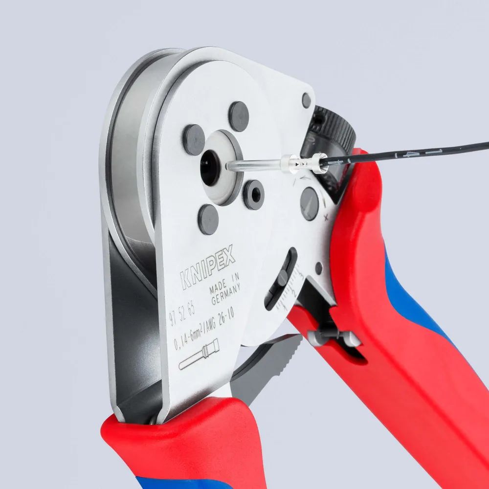 KNIPEX Vierdornpresszange für gedrehte Kontakte mit Mehrkomponenten-Hüllen verchromt 230 mm