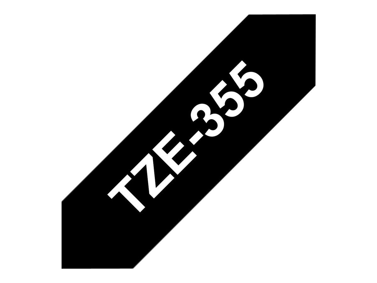 Brother TZe-355 - Standard-Klebstoff - Weiß auf Schwarz - Rolle (2,4 cm x 8 m)
