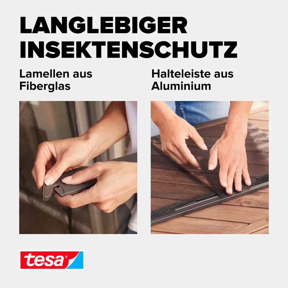 tesa® Insektenschutz Alu Lamellentür 1,20 × 2,50m, Balkon- u. Terrassentüren