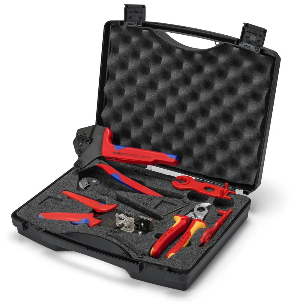 KNIPEX Werkzeugkoffer für Photovoltaik für Solar-Steckverbinder MC4® 7-teilig