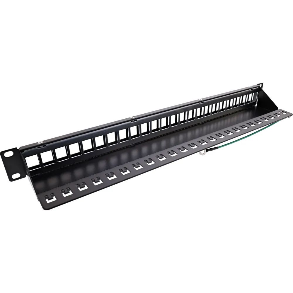 InLine Patchfeld 24-fach - Keystone Leerblech Patchpanel - 19" - 1HE - schwarz