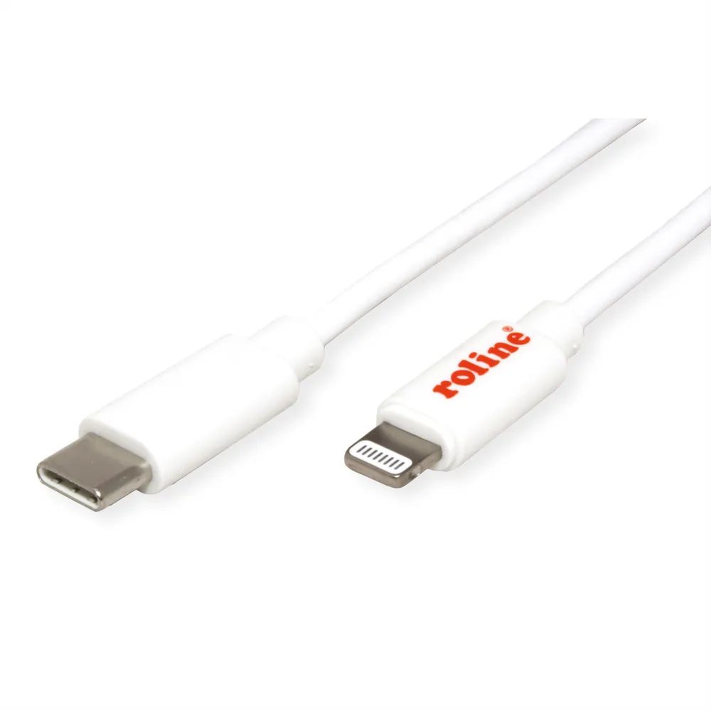 ROLINE USB Sync- & Ladekabel, Typ C / 8pin Connector, weiß, 1 m