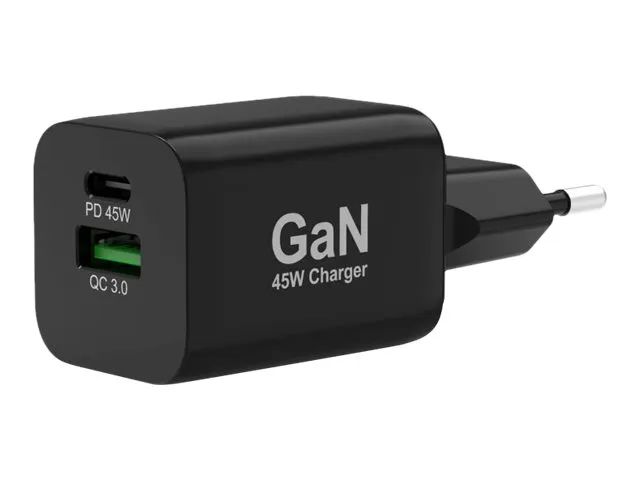PORT Designs PORT Connect - Netzteil - GaN-Technologie - 45 Watt - 3.4 A - PD, PD 3.0, QC 3.0 - 2 Ausgabeanschlussstellen (USB Typ A, USB-C)