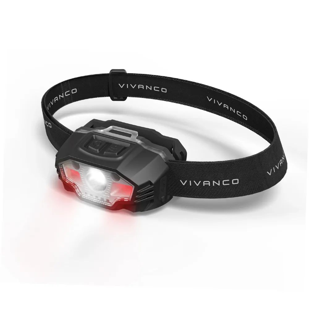 VIVANCO LED Stirnlampe, 5W, 160 lm, 60m Leuchtweite, 90° schwenkbar