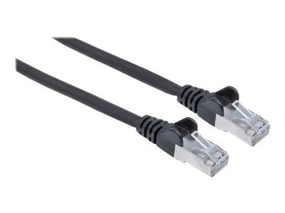 Intellinet Network Patch Cable, Cat7 Cable/Cat6A Plugs, 0.25m, Black, Copper, S/FTP, LSOH / LSZH, PVC, RJ45, Gold Plated Contacts, Snagless, Booted, Lifetime Warranty, Polybag - Patch-Kabel - RJ-45 (M)