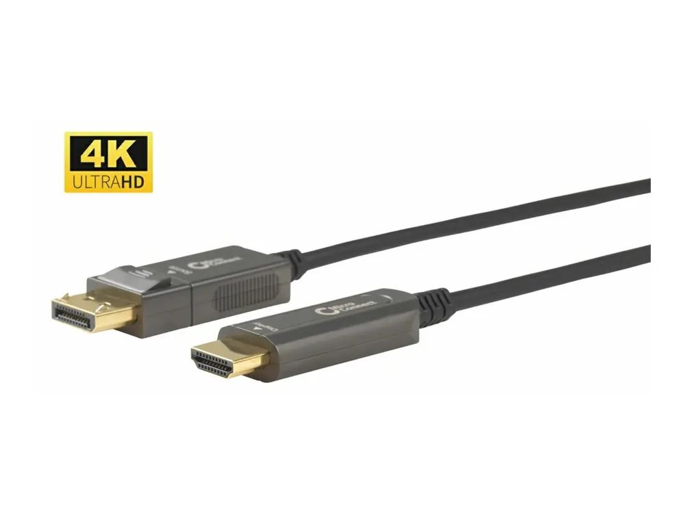 MicroConnect Premium - Adapterkabel - DisplayPort männlich zu HDMI männlich - 10 m - Hybrid Kupfer/Kohlefaser - Schwarz - Active Optical Cable (AOC)