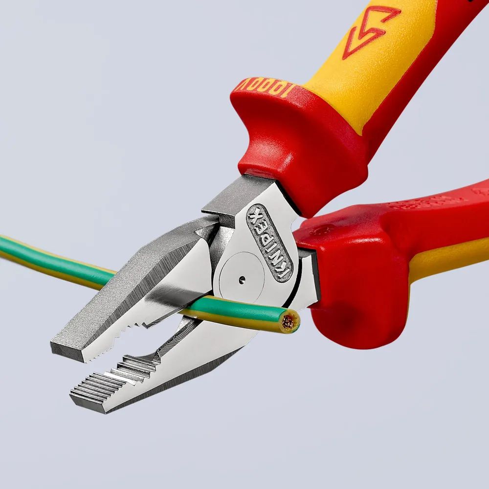 KNIPEX Kraft-Kombizange verchromt 180 mm, VDE-isoliert, 2-K