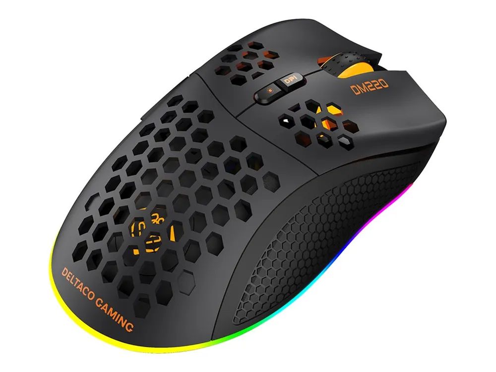 Deltaco GAMING DM220 - Maus - 7 Tasten - kabellos, kabelgebunden - 2.4 GHz - kabelloser Empfänger (USB)