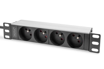 DIGITUS 10" Steckdosenleiste mit Aluminiumprofil, 4-fach CEE 7/5 Steckdosen