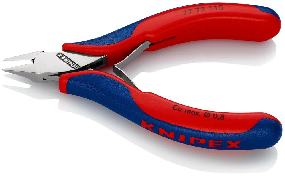 KNIPEX Elektronik-Seitenschneider mit durchgestecktem Gelenk mit Mehrkomponenten-Hüllen 115 mm