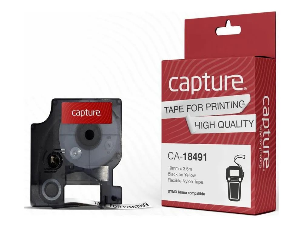 Capture CA-18491 - Schwarz auf gelb - Etikettenrolle - Schwarz - Gelb - Nylon - 1,9 cm - 3,5 m
