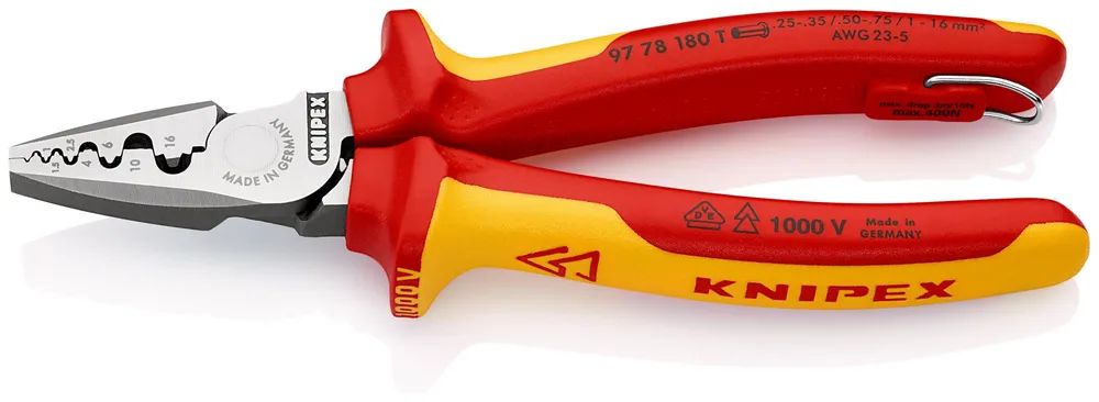 KNIPEX Crimpzange für Aderendhülsen isoliert mit 2K-Hüllen 180 mm