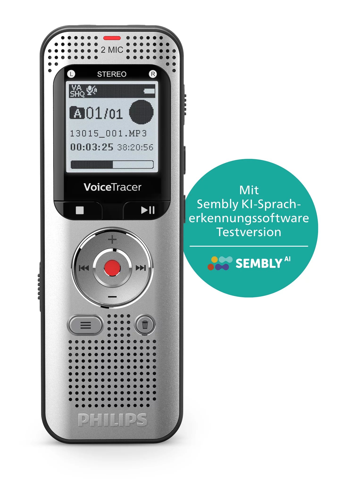 Philips Diktiergerät VoiceTracer DVT2015 - Recorder - 2.400 min