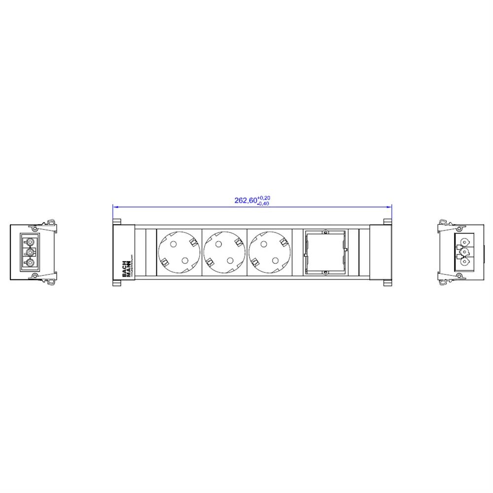 BACHMANN CONFERENCE TOP FRAME Medium Einsatz 3x Schutzkontakt 1x ABD