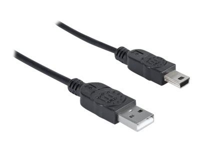 Manhattan USB-A to Mini-USB Cable, 1.8m, Male to Male, Black, 480 Mbps (USB 2.0)