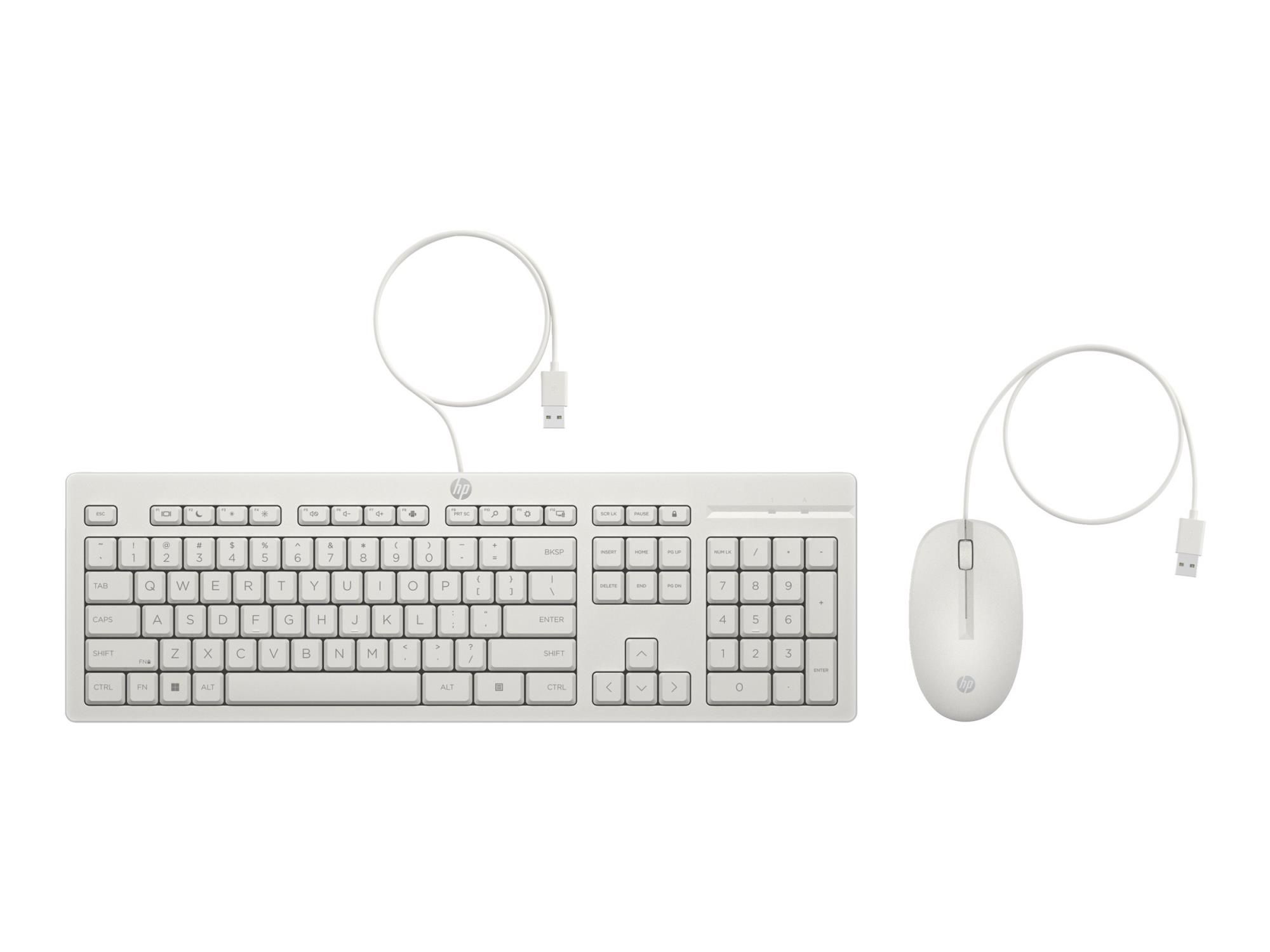 HP 225 - Tastatur-und-Maus-Set - beidhändig, 3-Zonen-Layout, Standard-Tastenweg