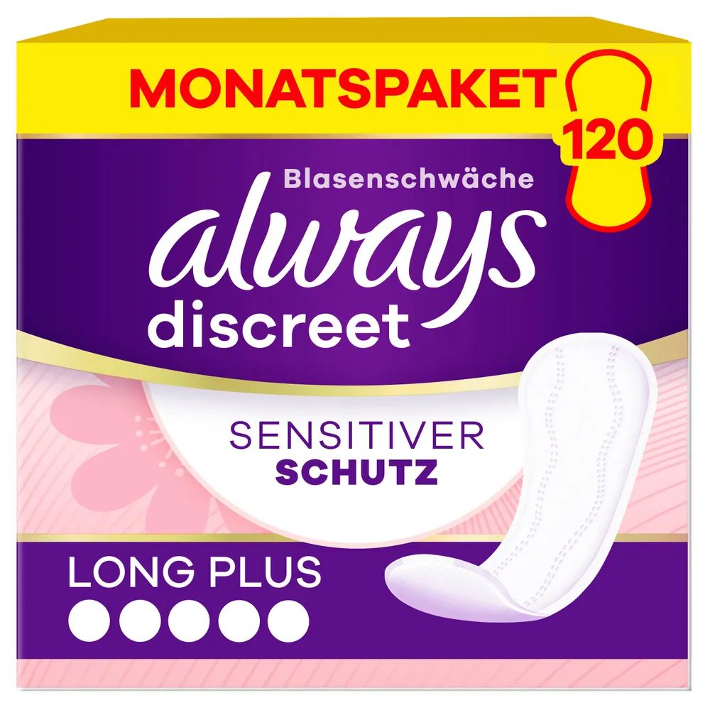 always Discreet Inkontinenz Sensitive Slipeinlage Long Plus Monatspaket