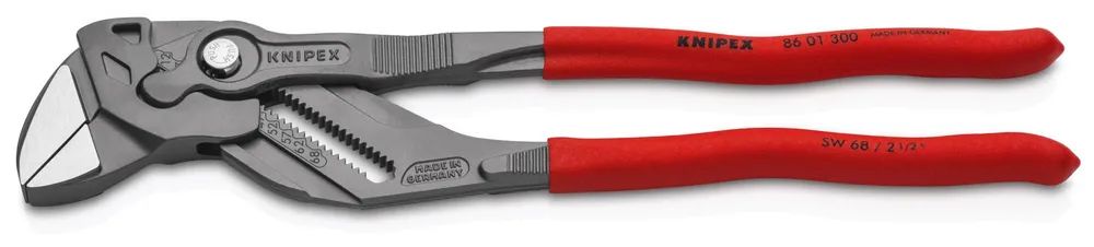 KNIPEX Zangenschlüssel Zange und Schraubenschlüssel in einem Werkzeug mit rutschhemmendem Kunststoff überzogen grau atramentiert 300 mm