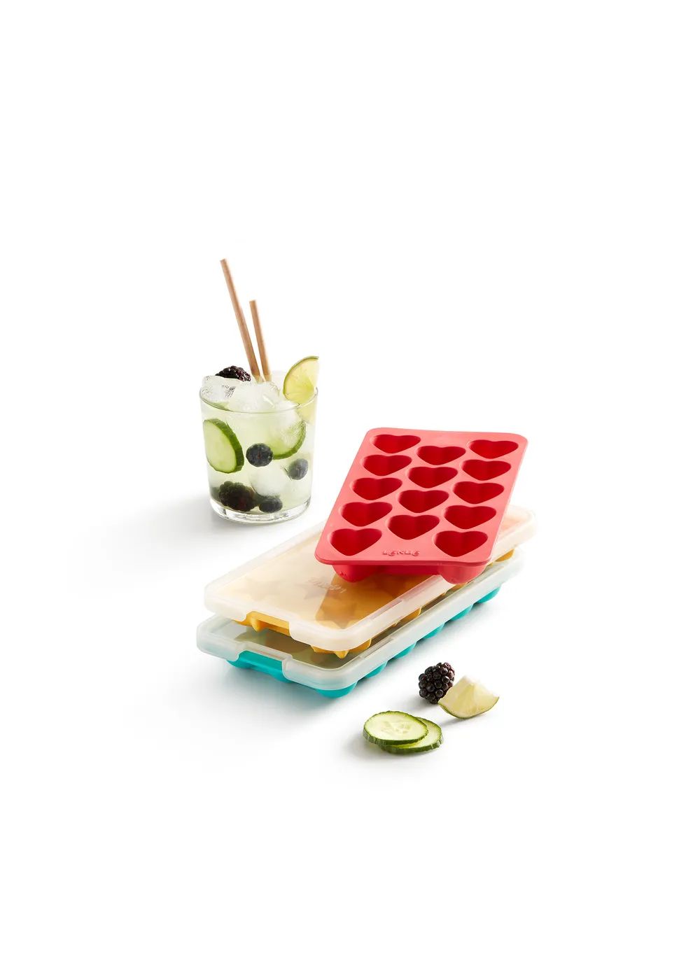 Lékué Herz-Eiswürfelform mit Deckel - Red