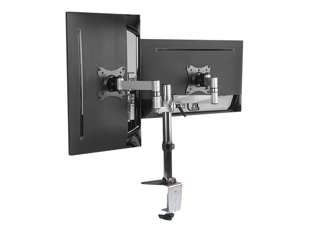 LogiLink Dual monitor desk mount - Befestigungskit - einstellbarer Arm - für 2 Monitore - Aluminium, Stahl - metallisch grau - Bildschirmgröße: 33-68.6 cm (13"-27")