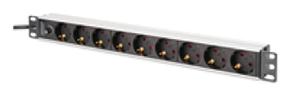 DIGITUS 1U Alu PDU rackmount. 8x CEE 7/7 outlet 1x Stecker