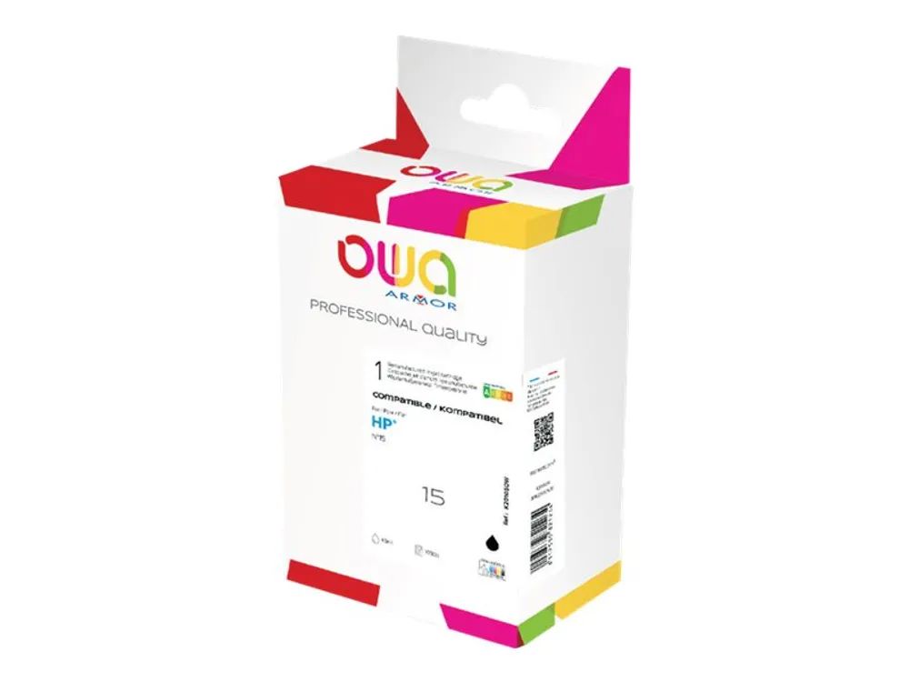 Armor OWA - 45 ml - Schwarz - kompatibel - Box - wiederaufbereitet - Tintenpatrone (Alternative zu: HP 15)