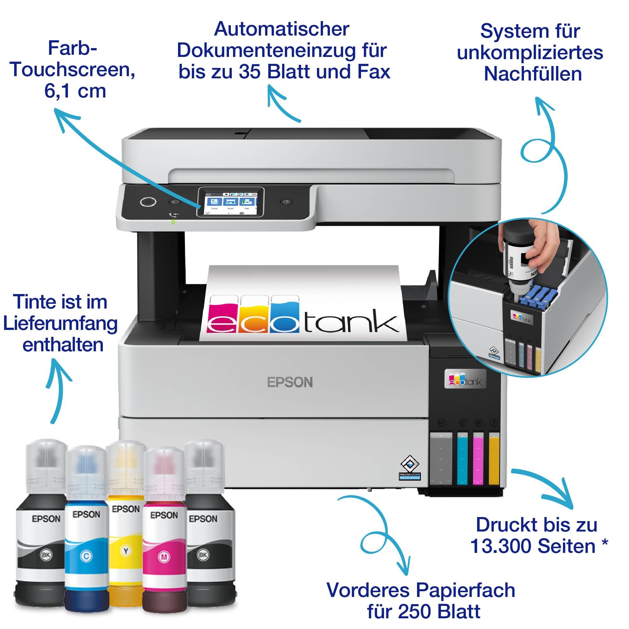 Epson EcoTank ET-5170 - Multifunktionsdrucker - Farbe - Tintenstrahl - A4 (210 x 297 mm)